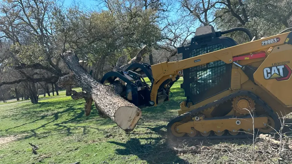 Land clearing equipment working on rural property in Central Texas