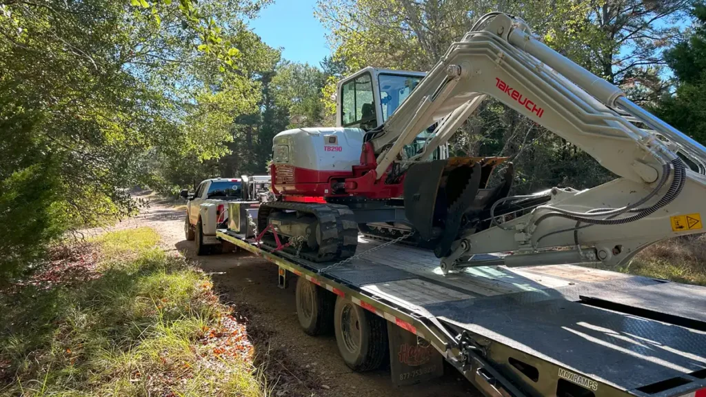 Land clearing equipment working on rural property in Central Texas