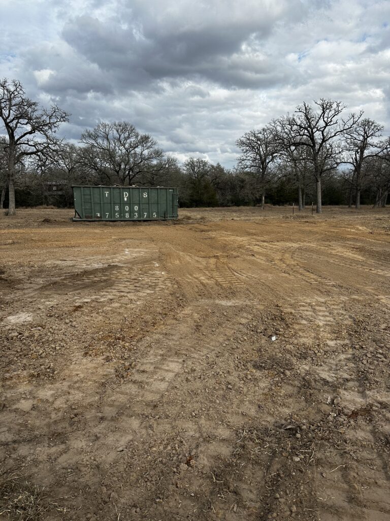 Site preparation project clearing land for new home construction in Central Texas