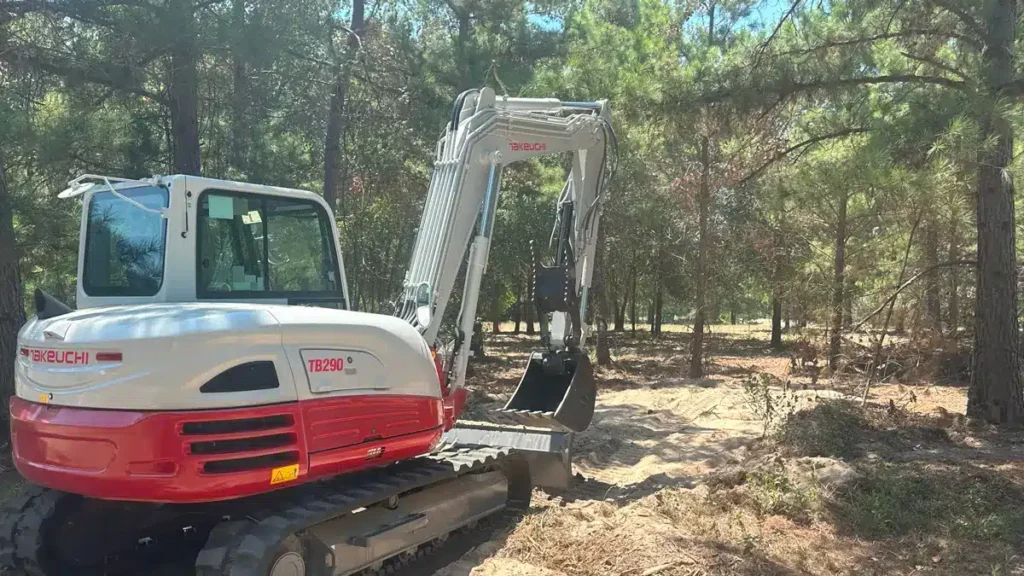 Land clearing equipment working on rural property in Central Texas
