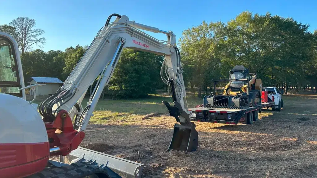 Land clearing equipment working on rural property in Central Texas
