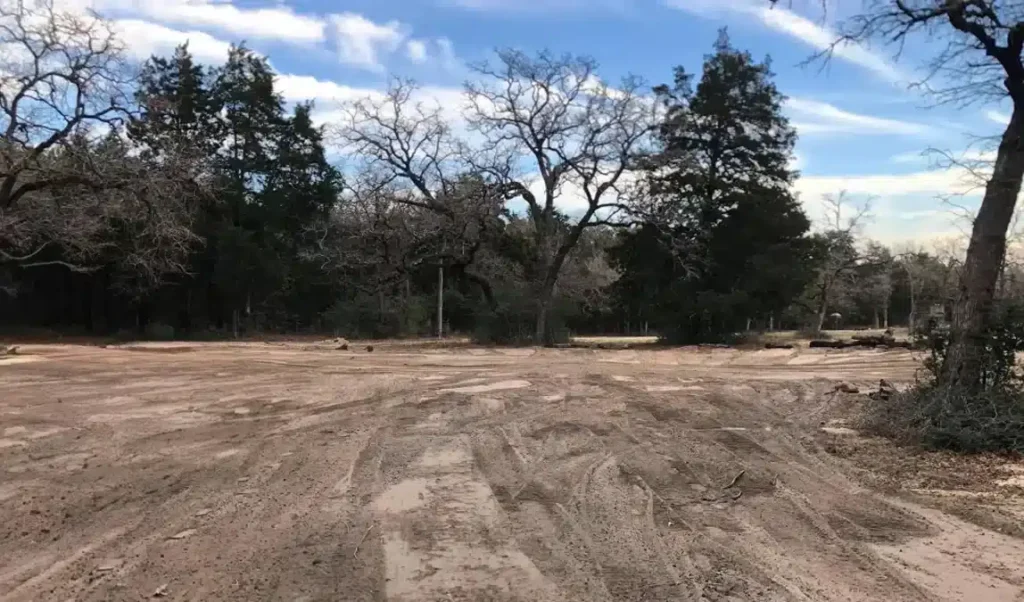 Site preparation project clearing land for new home construction in Central Texas
